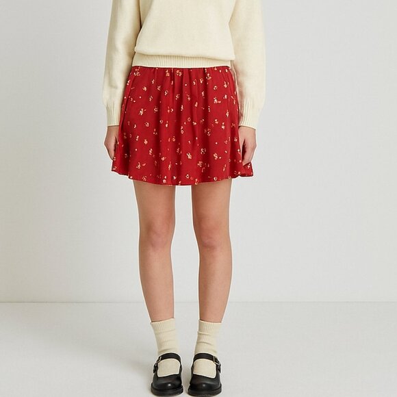 ModCloth Red Floral Mini Skirt Size 14 Cottagecore Dainty Prairie - Picture 1 of 8